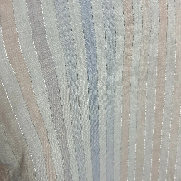 ST. TROPEZ West Linen Metallic Weave Boho Tassel Hem Sleeveless V Neck Blouse - Picture 4 of 11